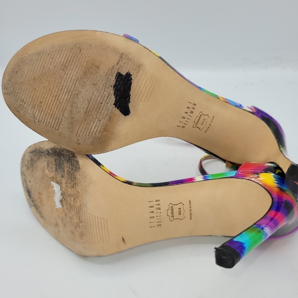 Stuart Weitzman Strappy Multi Color High Heels Size 8.5 M - Picture 12 of 14